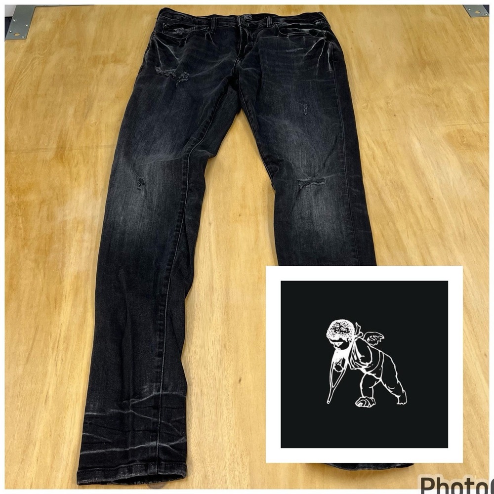 PRPS Cayenne Distressed Super Skinny Fit Jeans Mens 33x33 Black‎ Cotton Stretch